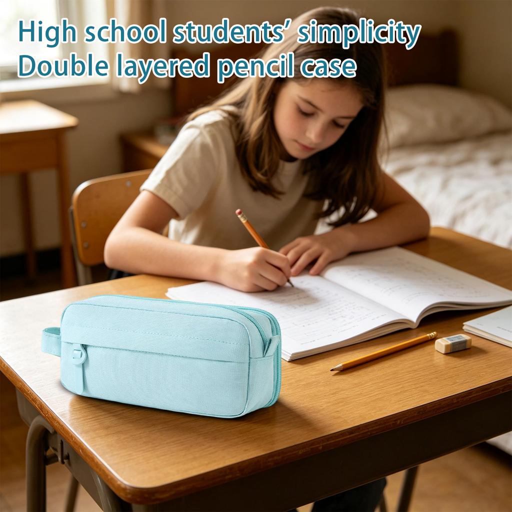 Double Layer Pencil Case - Large Capacity Multi-Compartment Pen Holder for School Supplies