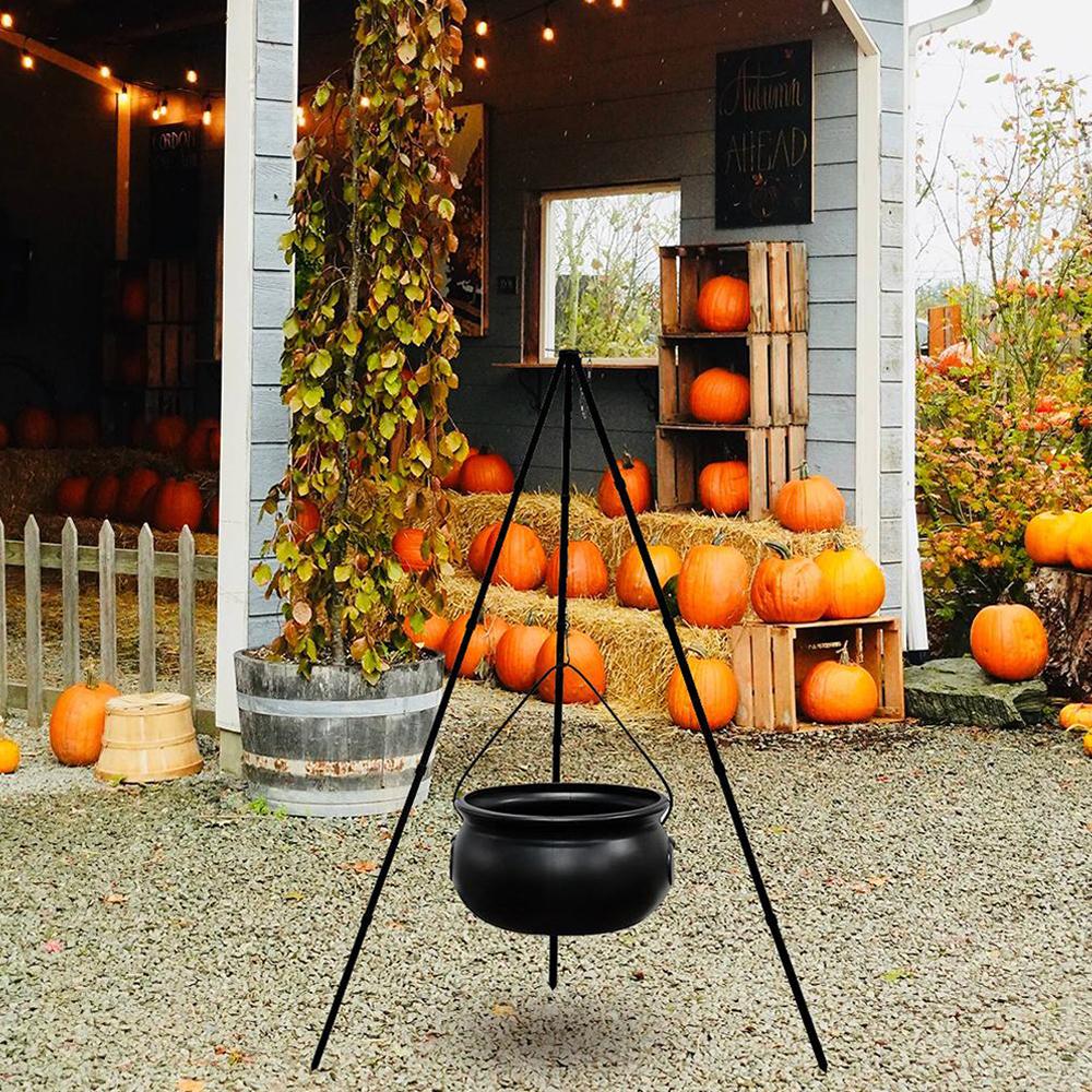 Bowl Halloween Party Decoration Large Witches Cauldron on Tripod with Lights Candy Bucket Decoration for Home Decor Porch Indoor