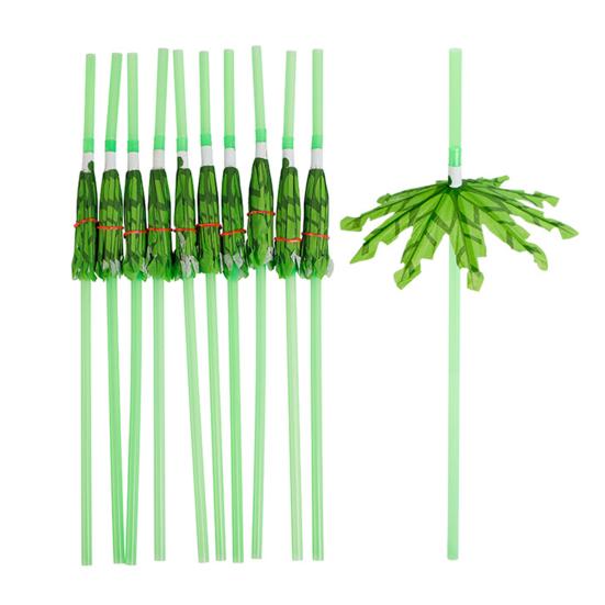 20Pcs Party Straws Hawaiian Style with Umbrella Coconut Palm Design Disposable Party Straws Perfect