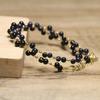 Black Onyx Double Strand Bead Bracelet – Gold Accent Dainty Jewelry, Protection Calm Gift for Women