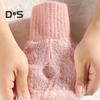 1 paio di guanti invernali da donna, mezze dita, spessi, in peluche, lavorati a maglia, elastici, per touchscreen, protezione del polso, per tenere al caldo, per ufficio, per scrivere, per studenti