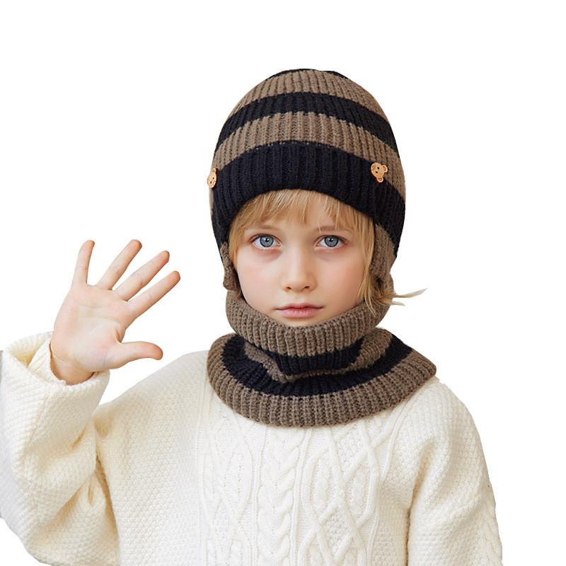 Kids Knitted Hat And Scarf Set With Windproof Warmth For Winter Outdoor Play