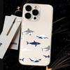 Sharks Cute sea blue pattern design Phone Case Transparent Phone Case For iPhone 16 15 14 13 12 11 Pro Max XR Plus
