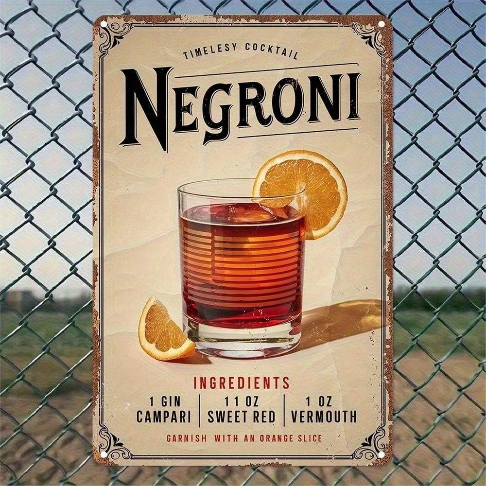 

Metal Wall Art Negroni Cocktail Retro Poster for Bar Decor