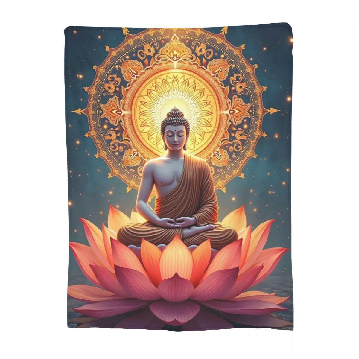 

Buddha Yoga Blanket Flannel Sofa Throw Blanket Portable Throw Blankets for Home Bedroom Travel Throws Bedspread Quilt 80x120cm