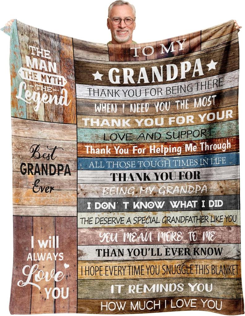 Vervehub Dad Grandpa Throw Blanket X Perfect Gifts for Fathers Day Birthday Retirement from Grandkids