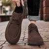 Suede Leather Men Casual Shoes Fashion Comfortable Man Loafers Lightweight Walking Sneakers Platform Breathable Driving Footwear