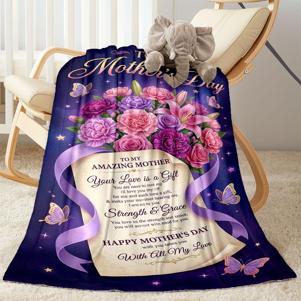 Mother's Day Greeting Card Blanket Suitable for Sofas,travel, Living Rooms Also a Good Gift for Friends and Family Suitable for All Seasons.
