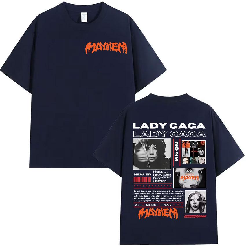 Lady Gaga Mayhem Tour Album 2025 Graphic T Shirts Unisex Women Vintage High Quality Clothing T-shirt Hip Hop Oversized Cotton Tees