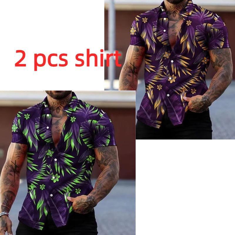 Golden Flower Plant Printing Shirt Summer Hawaiian Beach Vacation Clothing Men's Fashion Street Style Shirt Daily Men's and Women's Shirt