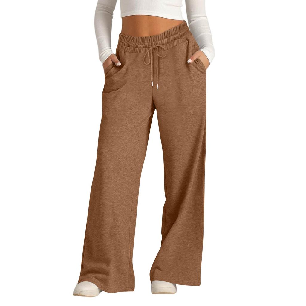 Women's Pants Fashion Casual Pants Solid Color Drawstring High Waist Pants With Pockets