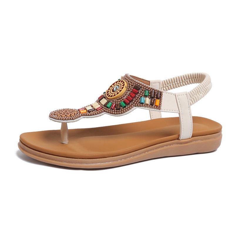 

Plus Size Shoes for Women Summer Elegant 2026 Women Elastic Band Comfortable 36-42 Flats Sandals Casual Beach Shoes Footwear 42 бежевий