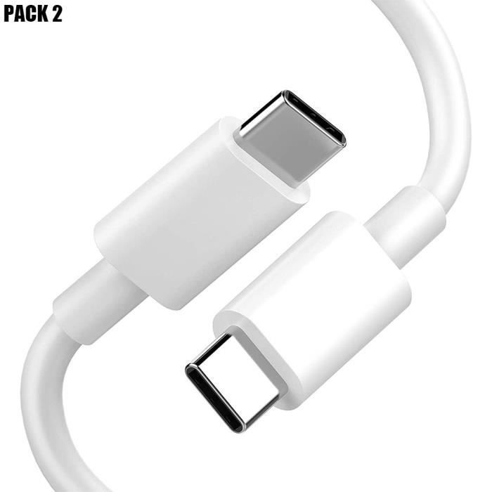 1 Meter USB-C To USB-C Charger Cable for Google Pixel 9 - 9 Pro - 8 - 8a - 8 Pro - 7 - 7a - 7 Pro - 6 - 6 Pro - White - Pack of 2