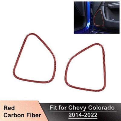 Red Carbon Fiber Door Speaker Stereo Trim Decor Cover Ring For Dodge Charger 11+
