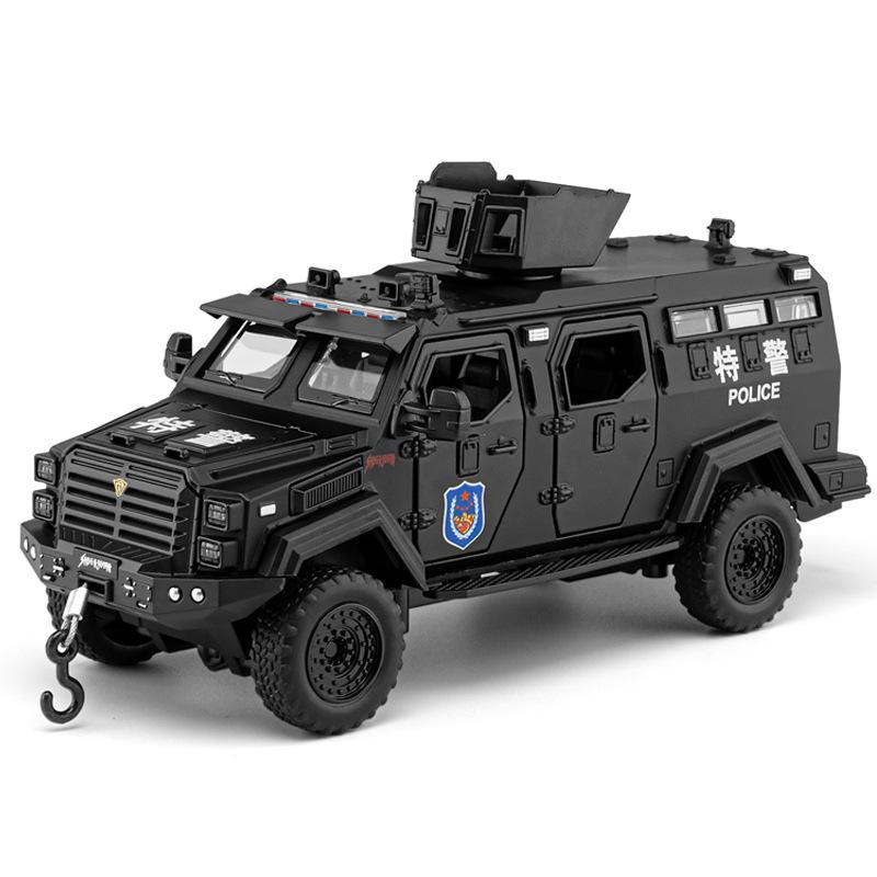 1:32 Model Conqueror Sabertooth Armored Car Toy Alloy Diecast Pull Back Doors Opened Sound Light Off-road Vehicle Models