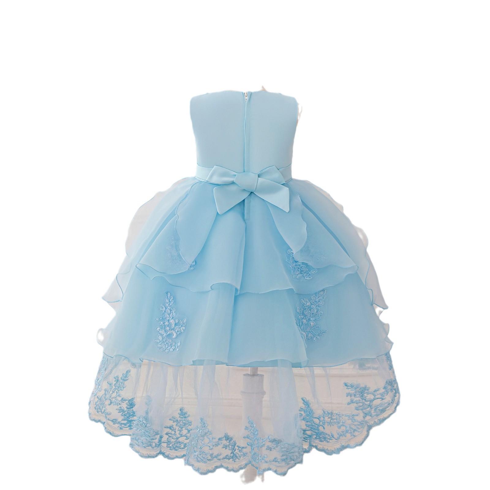 

Платье для малышей и девочек с большим бантом, одежда для крещения для детей, первый год, день рождения, свадьба, платье-пачка, крестильное платье T5591 130 синий