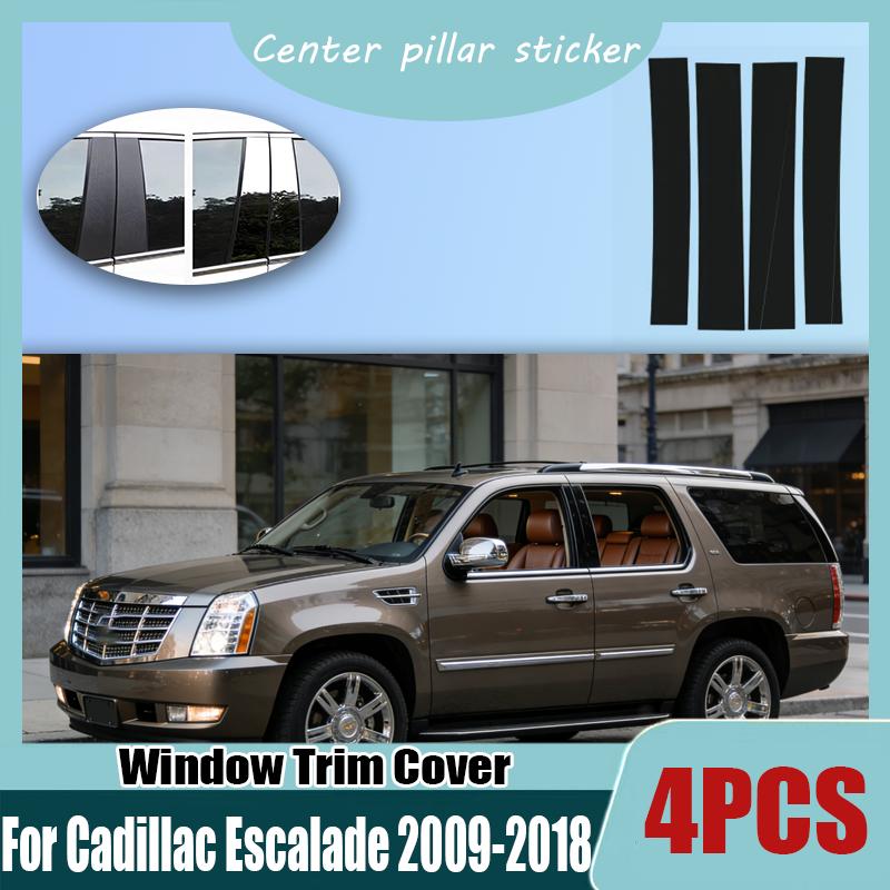 For Cadillac Escalade 2009-2018 4pcs Window Trim Covers Center Film Column B C Pillar Posts Sticker Car Accessories