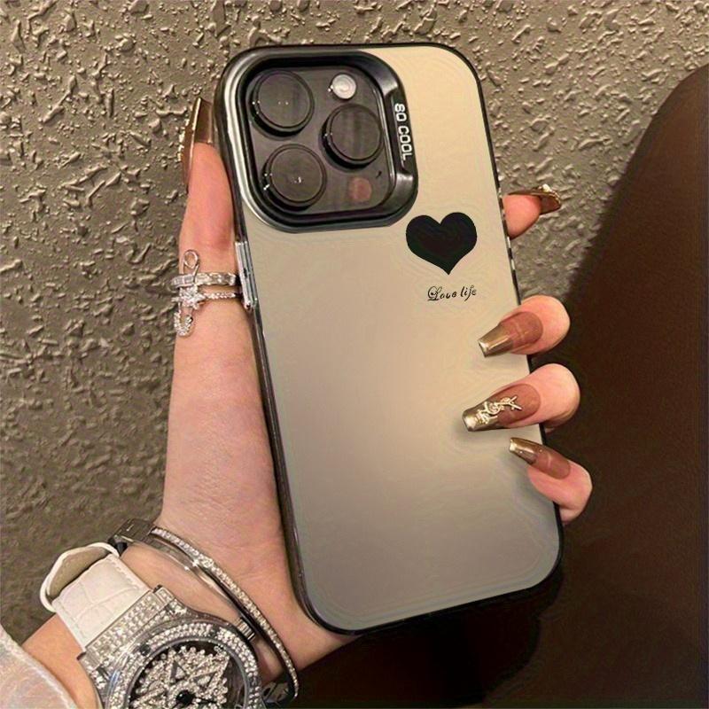 Minimalist Black Heart-shaped Pattern Phone Case Suitable for iPhone 17 16 15 14 13 12 11 Pro/Max/Plus Anti Drop and Shockproof