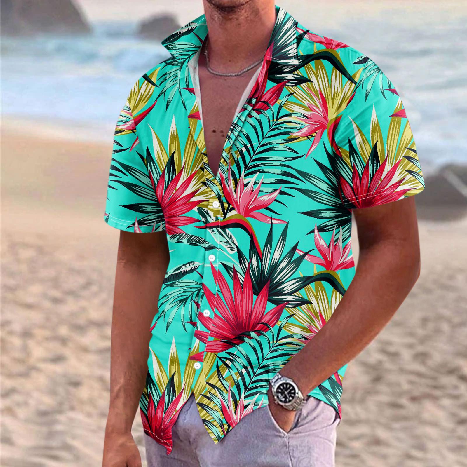 

Гавайская рубашка для мужчин, мужские винтажные рубашки для боулинга на пуговицах, летняя пляжная рубашка с коротким рукавом XXXXL