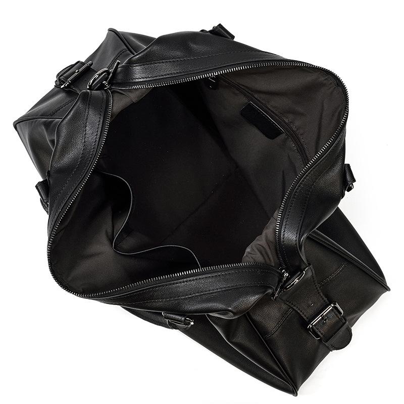 Leather Men'S Travel Bag Large Capacity Black Handbag First Layer Cowhide Shoulder Bag 20 Inch Duffel Bag Fitness Bag
