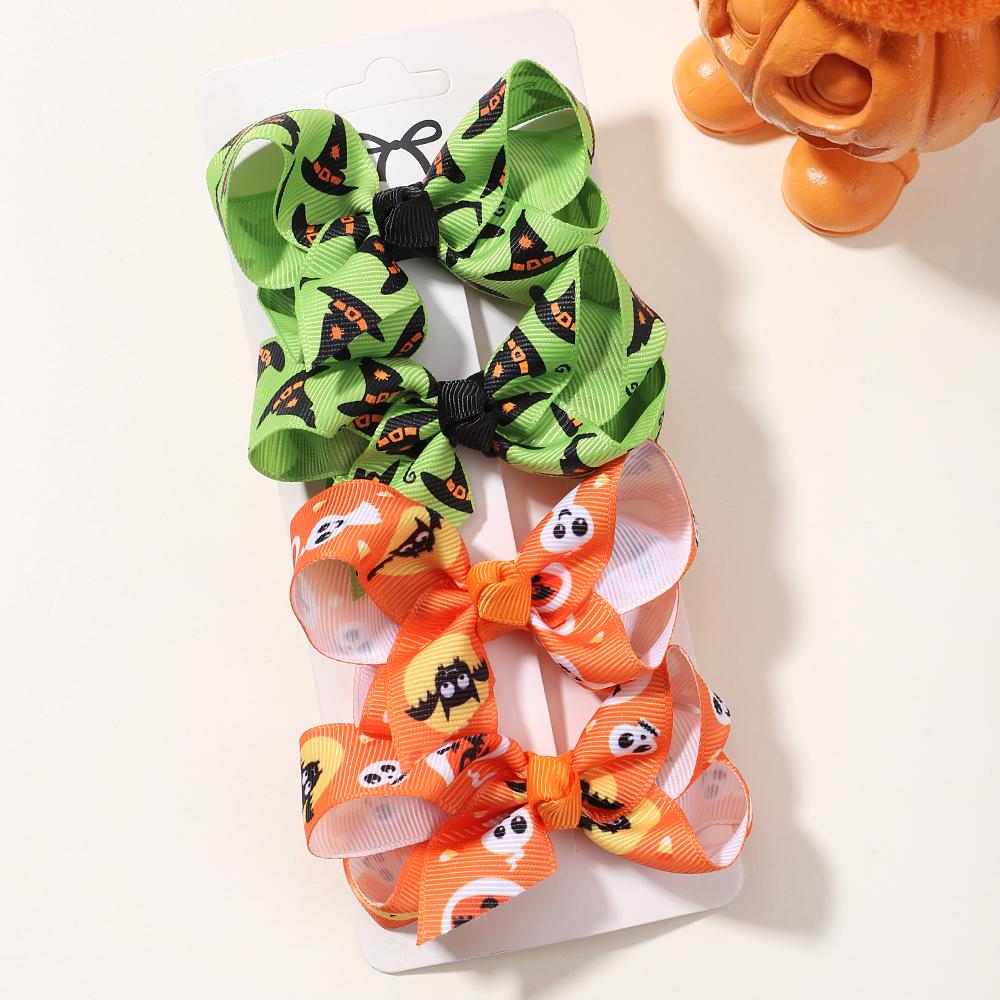 8Pcs/Set Halloween Bow Skull Hairclip for Kids Funny Hairpin Gothic Personality Girls Children Party Baby Hair Accessories Set