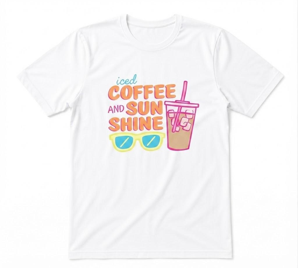 Bright Iced Coffee And Sunshine Cute Coffee Summer Graphic Tee White T-shirt