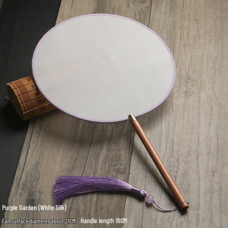 Vintage Silk Hand-Painted Gongbi Fan - Classic Chinese Round Palace Design