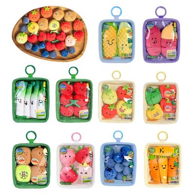 Cute Doll Storage Bag Plush Keychain Soft Fruit And Vegetable Bag Charm Cute Smiling Face Pendant with Hanging Ring