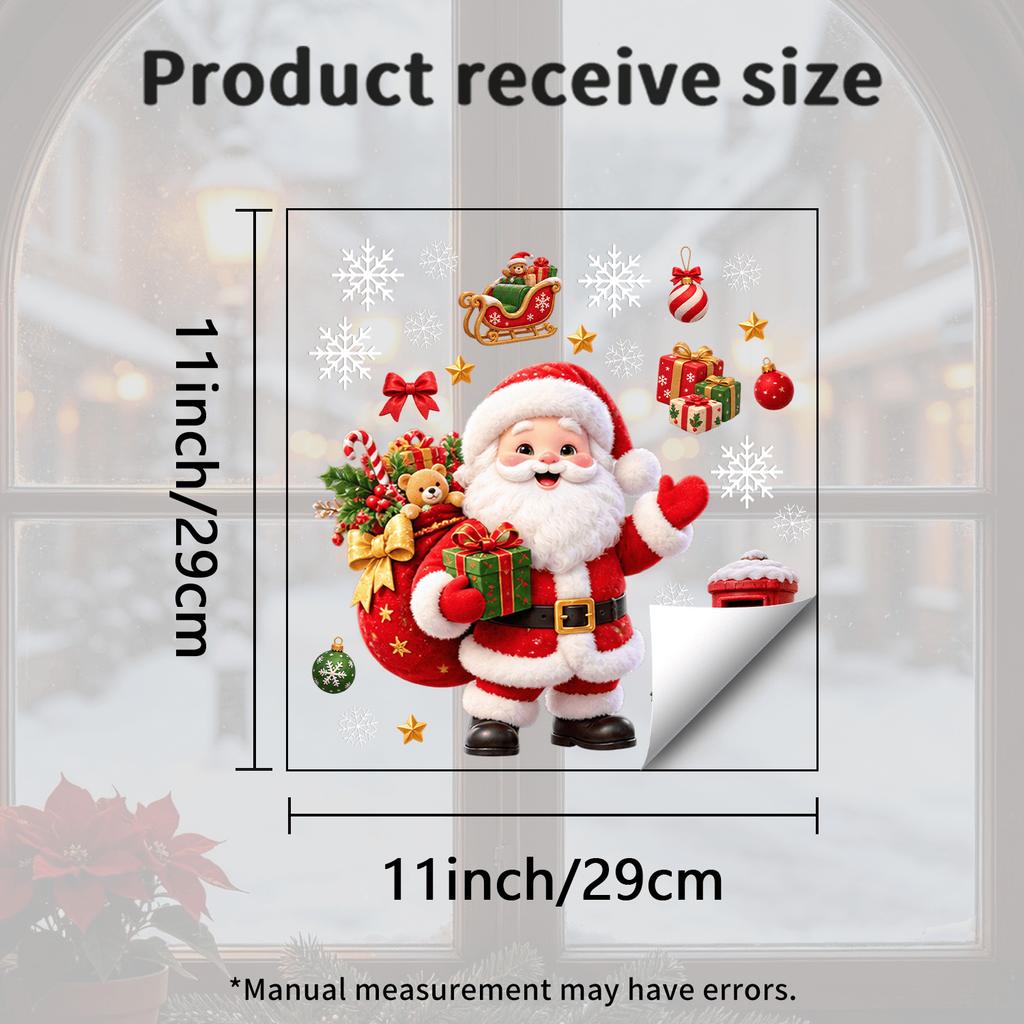 Cartoon Christmas Character Combination Static Electricity Glass Window Sticker for The Living Room Window