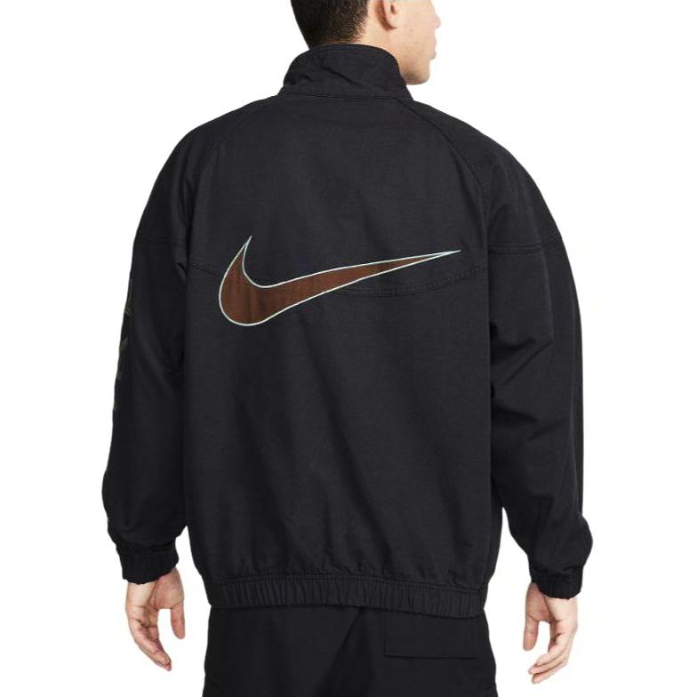 Nike Logo Full-Zip Mock Neck Jacket Men Outerwear Black FZ4727-010