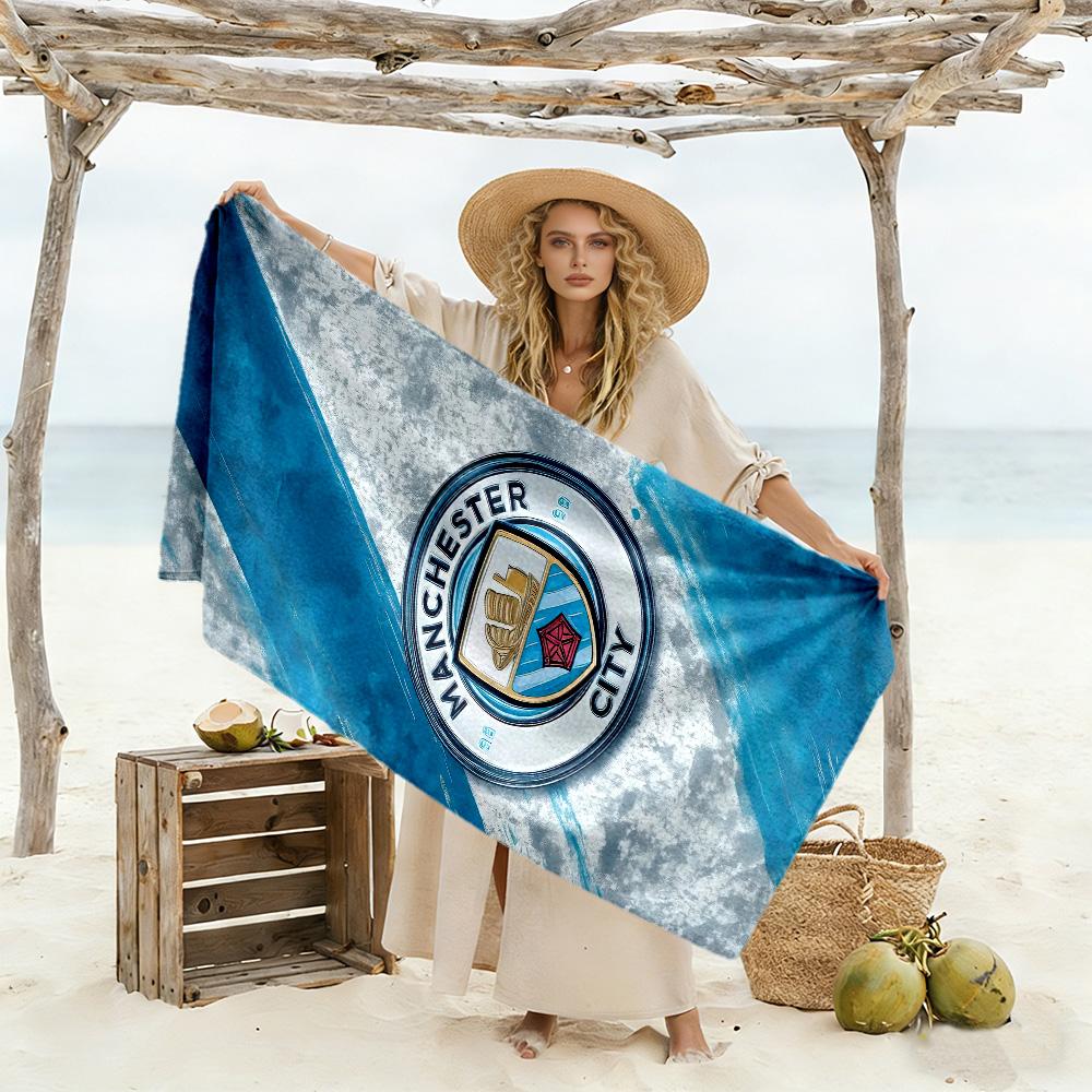 Telo Mare Manchester City Fc Super Morbido Microfibra Tessuto Asciugatura Rapida Confortevole Leggero Adatto per Nuoto, Palestra, Campeggio, Yoga Vacanza