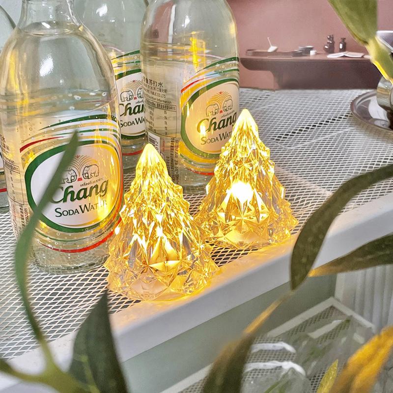 Night Light Ins Christmas Tree Modelling Table Lamp Crystal Diamond Night Light Dormitory Bedroom Bedside Ambient Light Christmas Party Home