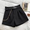 Lässige, bequeme, elegante Shorts mit Gürtel, schmale A-Linien-Shorts mit weitem Bein für Damen