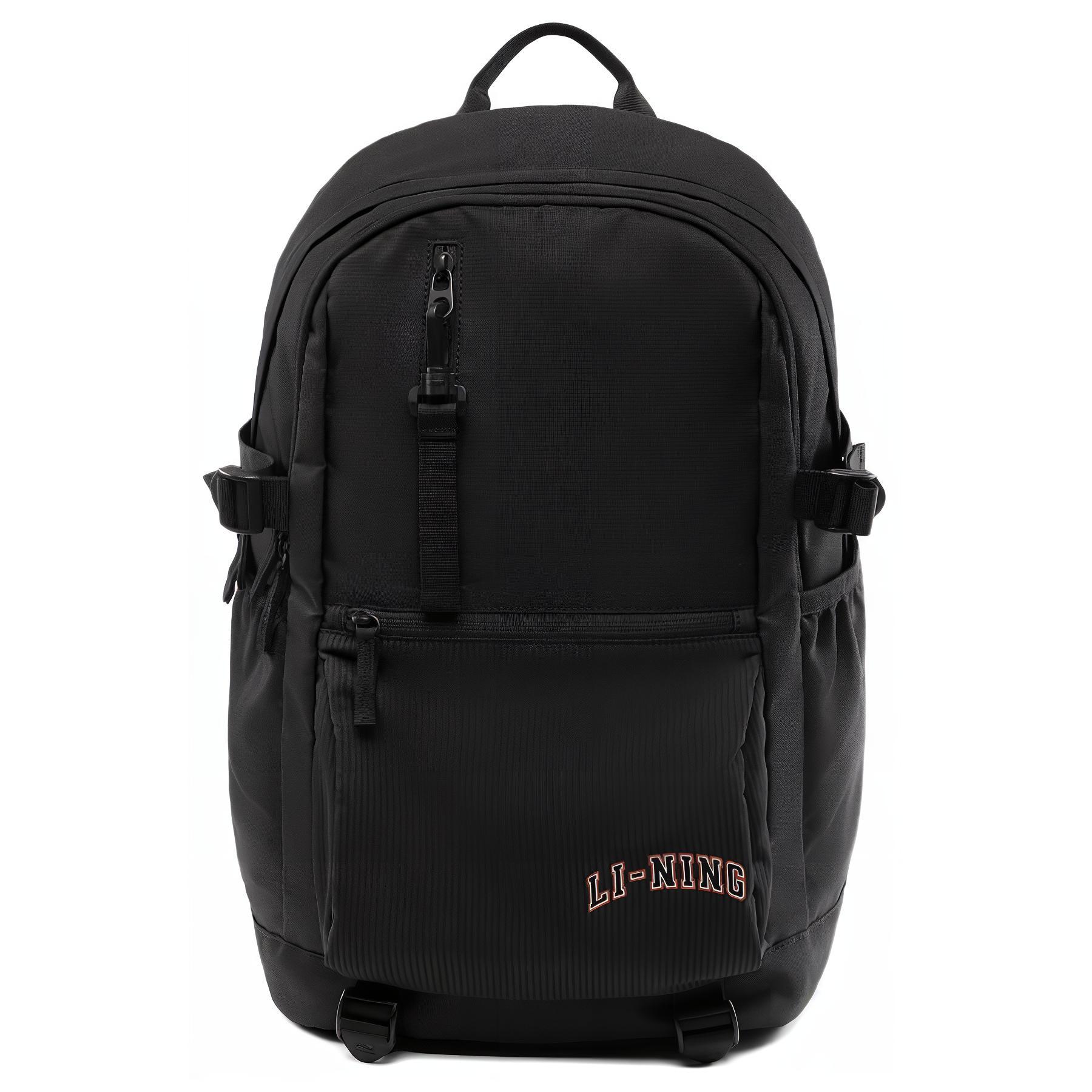 Li-Ning Fashionable Simple Large Capacity Polyester Backpack Unisex Backpack Black ABSU215-1 Black