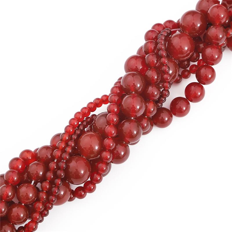 4-14mm/28-90Pcs Red Agate Stone Beads For Jewelry Making DIY Bracelet Necklace