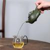 Yixing Original Mine Green Clay Handmade Carved Purple Clay Teapot Landscape Ruyi Stone Ladle Purple Sand Pot Chinese Teapot