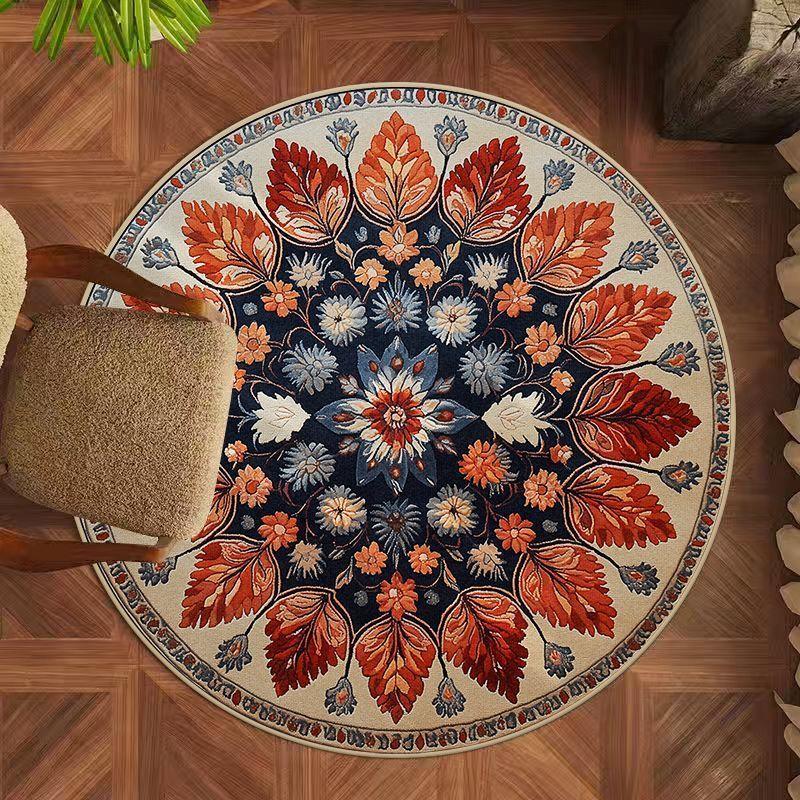 Wohnzimmer Runder Teppich Vintage Sofa Couchtisch Matte Schlafzimmer Arbeitszimmer Bodenmatte Haushalt Schmutzabweisend