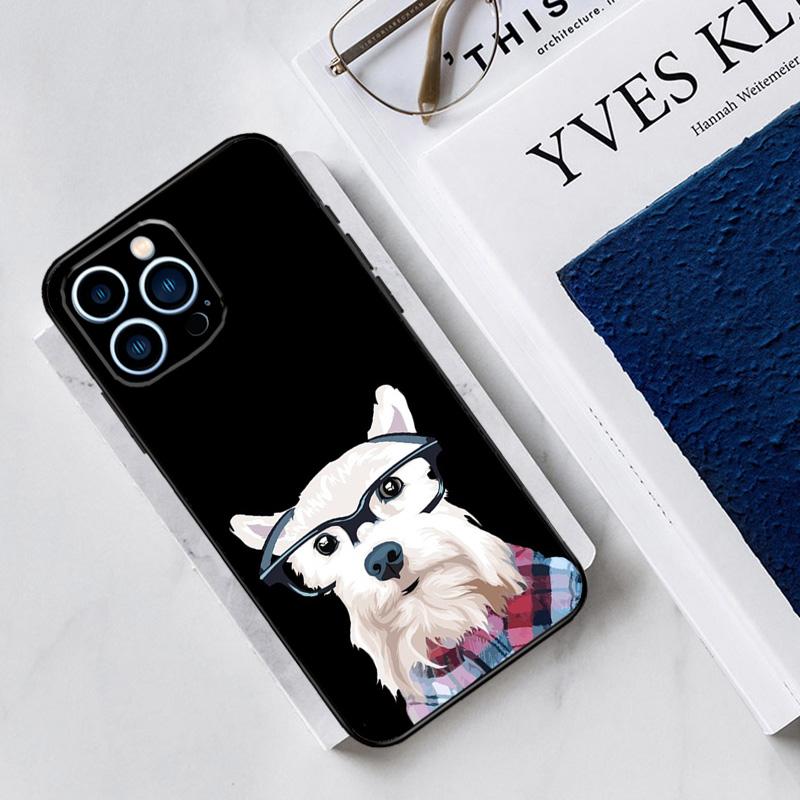 Cartoon schnauzer dog Case For iPhone 17 Air 15 14 13 12 11 16 Pro Max Mini 16 15 Plus 16e Funda Silicone Cover