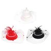 Classical Style Faux Pearls Decorated Feather Hair Hat With Delicate Netting Theater Costume Hat For Prom Event