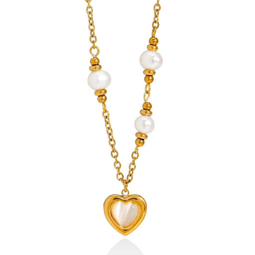 European & American High-End Y-Shaped Zirconia Necklace with Natural Pearl & Stainless Steel for Women