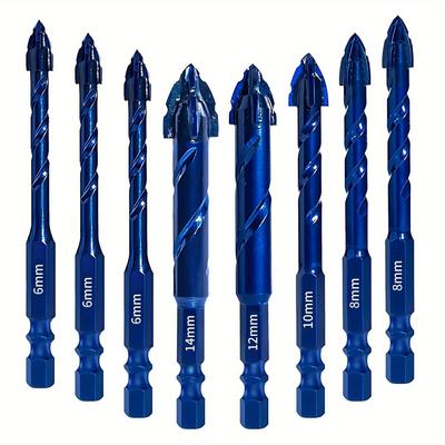 8Pcs/Set Upgraded Serrated Masonry Drill Bit Concrete Drill Bits for Tile Glass Metal Brick Ceramic Plastic Wood