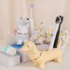 Toothbrush Holder Dachshund Shape Ceramic Multi-Slot Design Waterproof Bathroom Organizer Non-Slip Stable Base Manual Toothbrush Rack