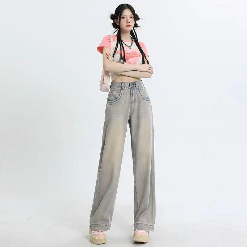 Yellow Mud Velvet High-Waisted Wide Leg Jeans - Women s Autumn/Winter Loose Fit 2XL