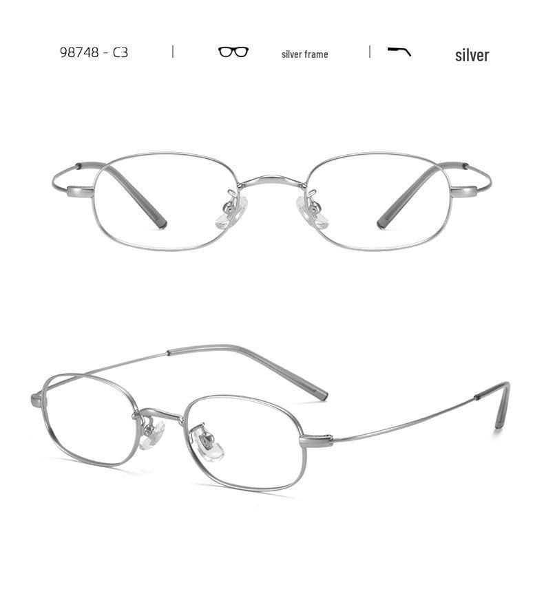 Women's Ultralight Small Oval Titanium Eyeglass Frames for High Prescription
