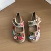 Cute Girl Heart Shallow Mouth Single Shoes Women Spring and Summer 2025 New Flat Velcro One Pedal College Style