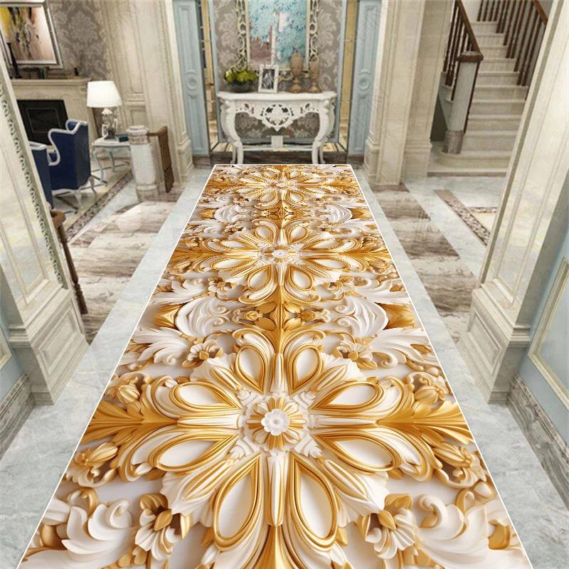 Luxusní koberec v evropském stylu do dlouhé chodby, protiskluzový, na schodiště, bytový dekor, běhoun, přizpůsobitelný, koberec do uličky, kuchyňská rohožka, na míru