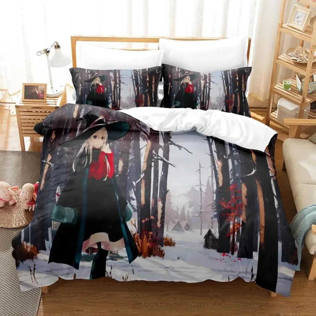 3D Print Anime Girl The Journey Of Elaina Bedding Sets Duvet Cover Set With Pillowcase Twin Full Queen King Bedclothes Bed Linen