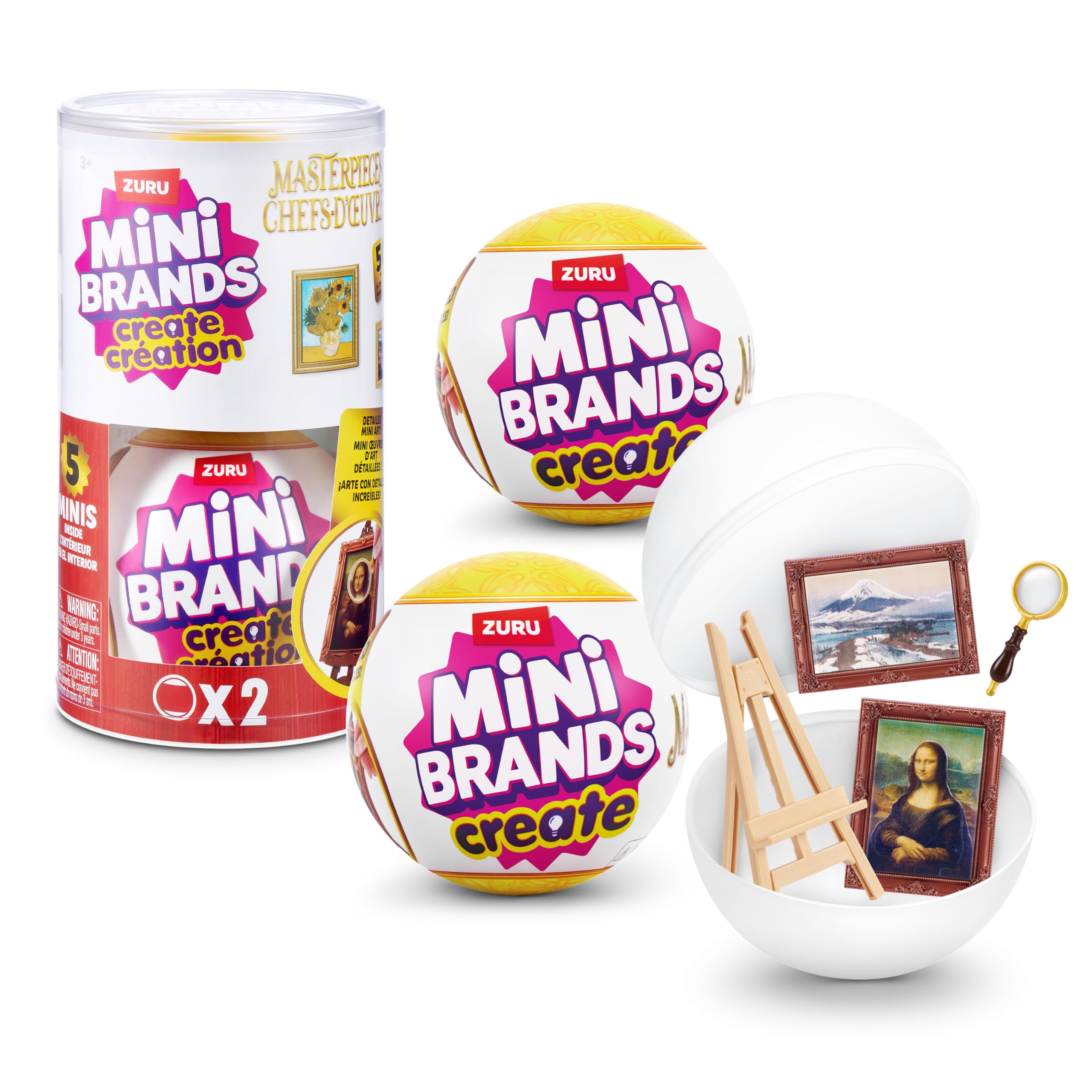 Mini Brand creates Mini Masterpiece Series 1, ZURU Capsule 2 Pack, Authentic Miniature Masterpiece Creation Collection Toy.