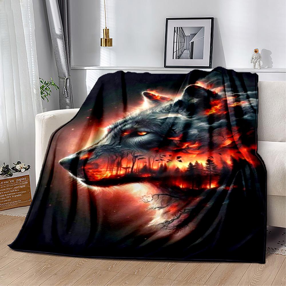 Wolf Moon Reflection Blanket,Suitable for sofas, offices, travel, living rooms, Gifts to relatives and friends, Blanket,Suitable for all seasons.