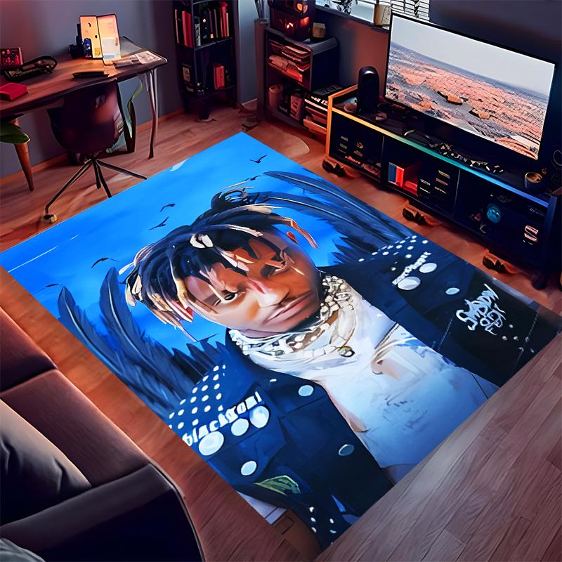 1pc Juice WRLD Print Area Rug - Soft, Washable Non-Slip Indoor Mat for Office Chairs, Living Room, Home Office Decorative Rug